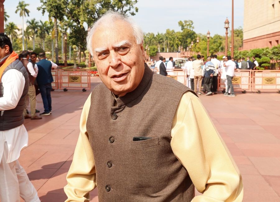 Independent Rajya Sabha MP Kapil Sibal at the Parliament House premises during the Budget Session of Parliament in New Delhi on February 12, 2026. (IANS File Photo)