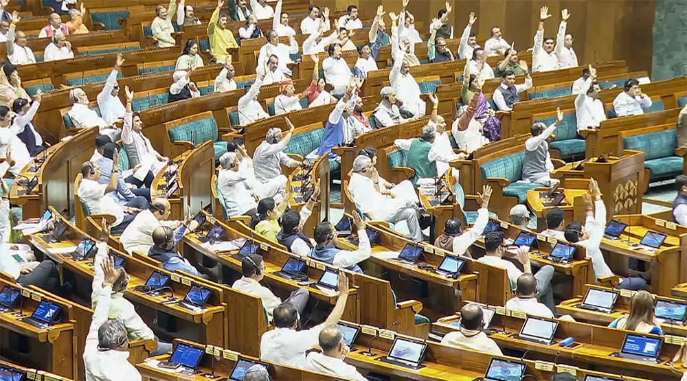 Proceedings of the house underway during the discussion on the Public Examinations (Prevention of Unfair Means) (Amendment) Bill, 2026, in the Lok Sabha during the Monsoon Session of Parliament in New Delhi on July 29, 2026. (IANS/Sansad TV Photo)