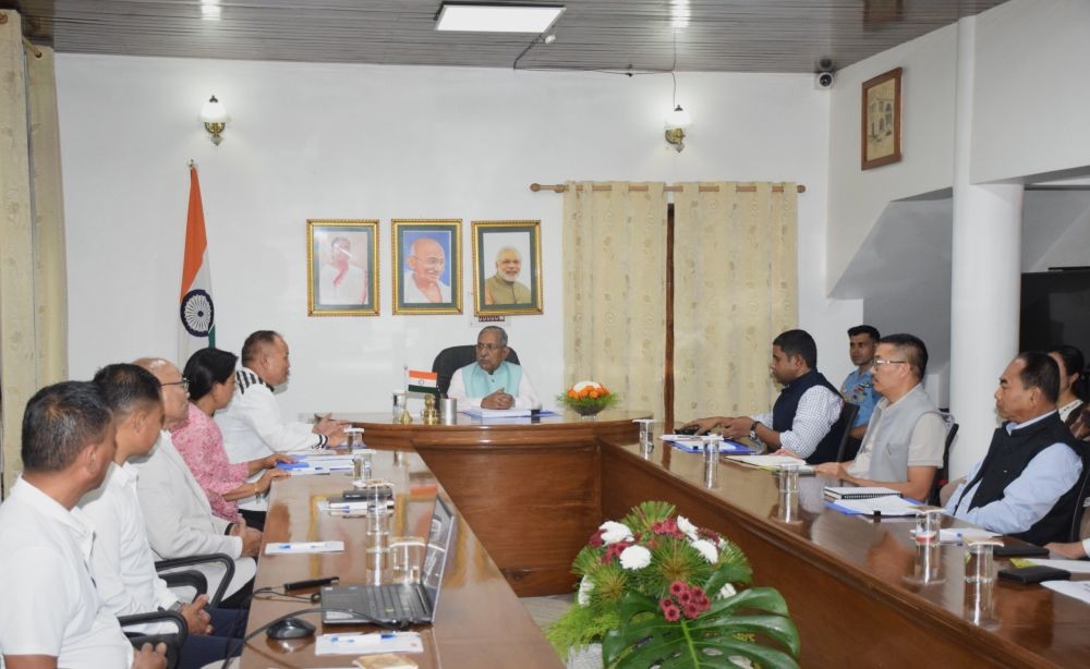 Governor Yadav (centre) addresses the gathering during the review meeting of Agriculture department at Lok Bhavan in Kohima on July 28. (Photo: PRO Lok Bhavan)