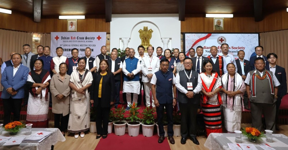 Nand Kishore Yadav, Dr Neiphiu Rio and others during 39th Annual General Meeting of Indian Red Cross Society, Nagaland State Branch in Kohima on July 29. (Morung Photo)