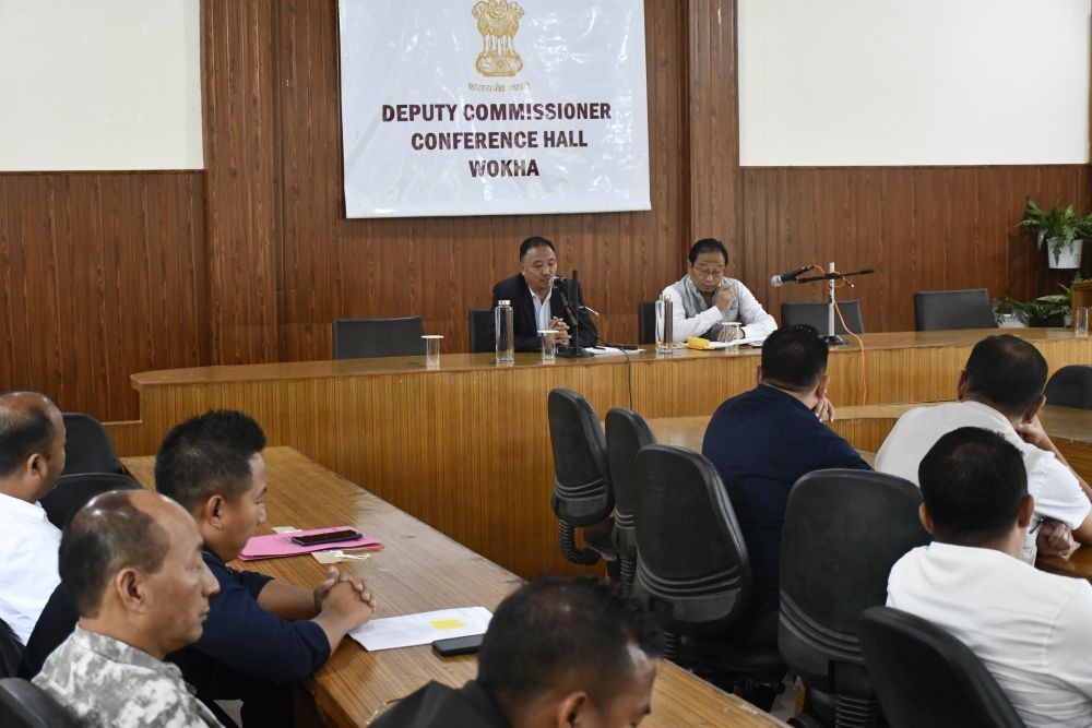 Member of Parliament (Lok Sabha) and DISHA Chairperson Supongmeren Jamir and others during the District Development Coordination and Monitoring Committee meeting in Wokha on July 7. (DIPR Photo)