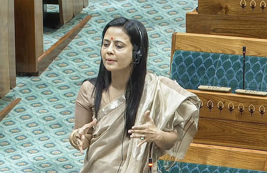 Trinamool Congress (TMC) MP Mahua Moitra speaks in the Lok Sabha during the second part of the Budget Session of Parliament in New Delhi on March 30, 2026. (IANS/Video Grab/Sansad TV Photo)