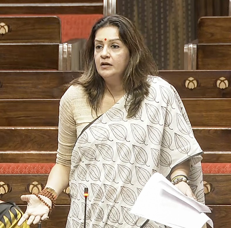 Shiv Sena (Uddhav Balasaheb Thackeray) MP Priyanka Chaturvedi speaks in the Rajya Sabha during the second part of the Budget Session of Parliament in New Delhi on March 25, 2026. (IANS/Video Grab/Sansad TV File Photo)