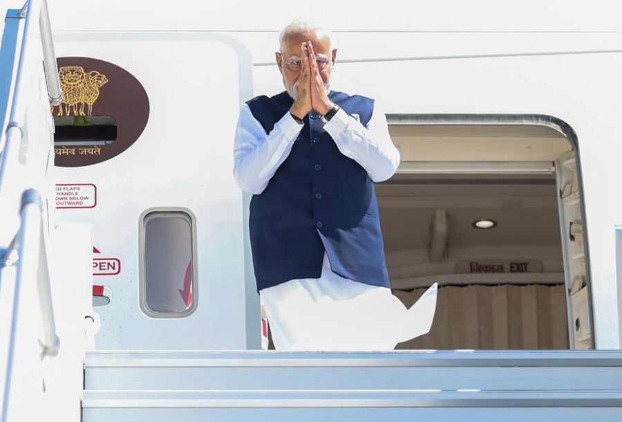 Prime Minister Narendra Modi emplanes for New Delhi after concluding his three-day State Visit to Seychelles, in Victoria, on June 29, 2026. (IANS/PMO Photo)