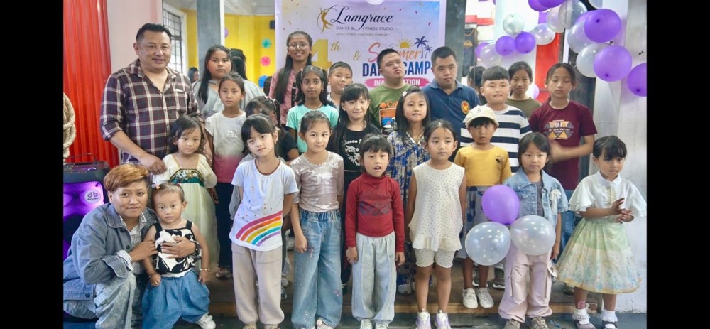 Tongpang L Jamir with Lamgrace and others during the inauguration of the Summer Dance Camp in Kohima on July 11.