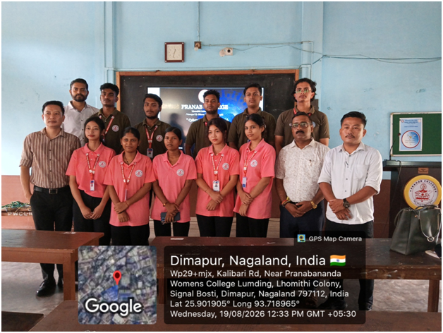 Resource person Alemjungshi Imchen, Director, IISC, Dimapur, along with organizers and students during the Cyber Jagrukata Diwas program organized by the Cyber Cell of Pranab College, Dimapur, on August 19.