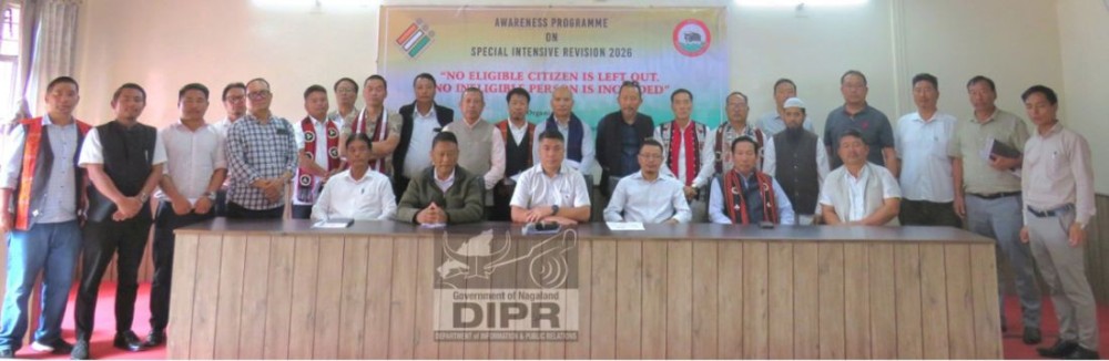 DC Kohima B Henok Buchem along with officials and representatives of political parties, tribal organisations and communities during a meeting-cum-awareness programme on the SIR of Electoral Rolls 2026 at the DC’s Office, Kohima, on August 12. (DIPR Photo)