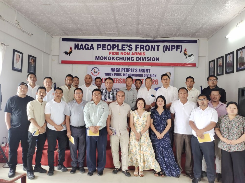 NPF leaders and youth wing office-bearers at the NPF Youth Wing Mokokchung Division Leadership Meet 2026 at the Division Office on August 14.