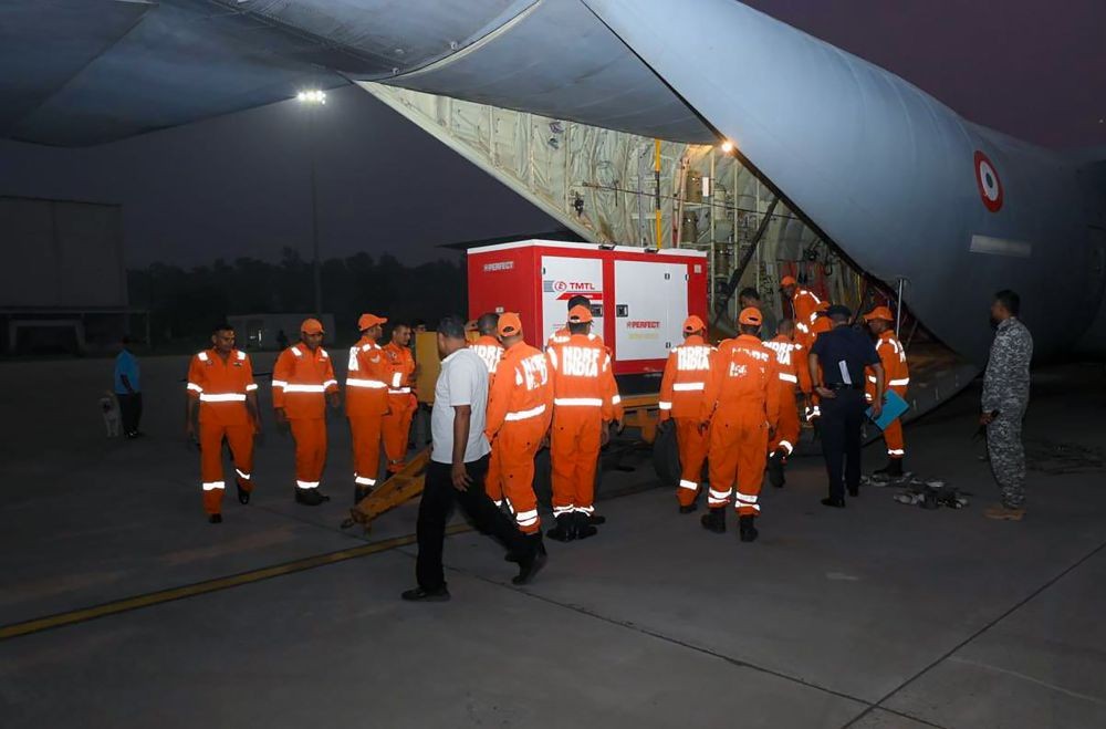 Humanitarian assistance and disaster relief (HADR) supplies and essential medicines are loaded for dispatch to Nepal following devastating floods, in New Delhi on August 26, 2026. (IANS Photo)