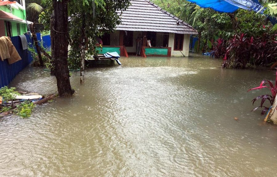 A view of a flooded house at Kottayam of Kerala after heavy rains lashed the city,on July 19, 2018. (IANS File Photo)