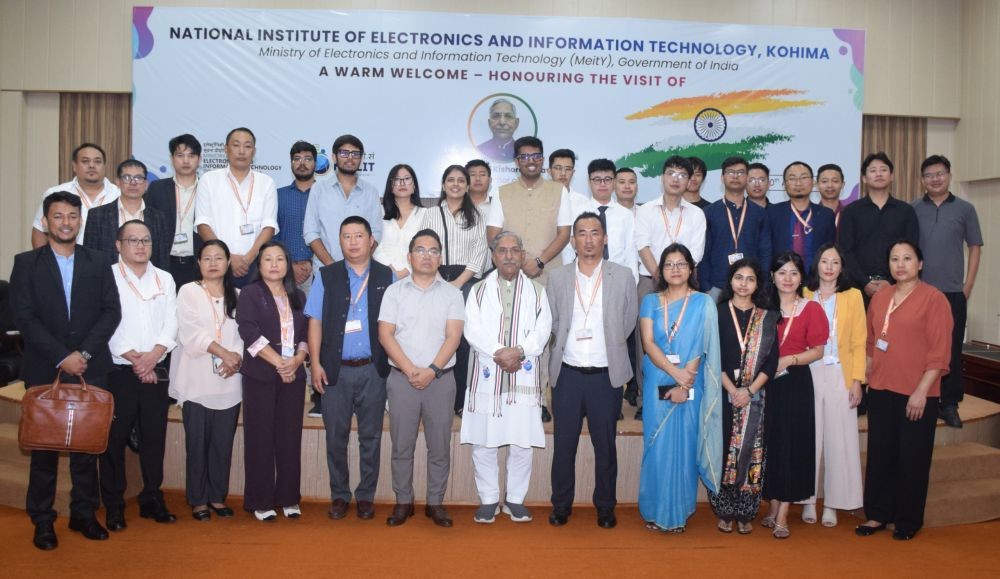 Governor Nand Kishore Yadav with faculty, staff, and startup representatives during his visit to NIELIT Kohima on August 20.