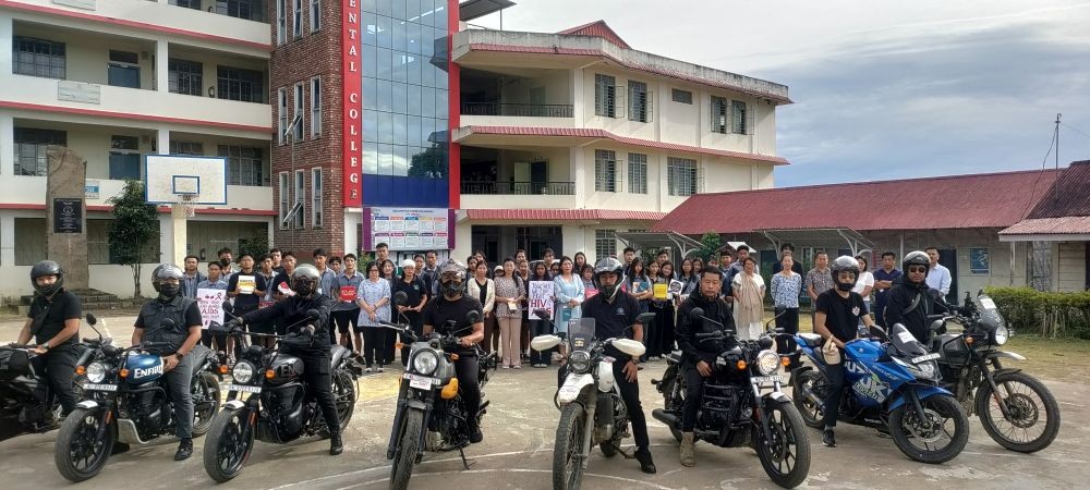 Bikers wait to take part in a rally-cum-walkathon organised by DISHA Kohima and Oriental College to mark International Youth Day 2026 in Kohima on August 12. The event aimed to raise awareness on HIV prevention, stigma reduction and youth participation. (Photo Courtsy: DISHA Kohima))