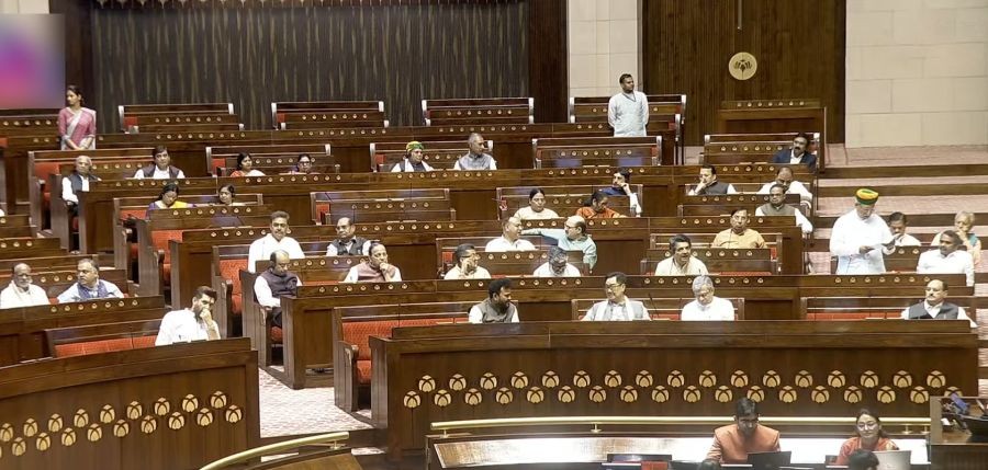 MPs in the Rajya Sabha during the Monsoon Session of Parliament in New Delhi on August 11, 2026. (IANS/Sansad TV Photo)
