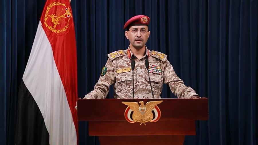 A screenshot captured from a video shows Houthi military spokesman Yahya Sarea making a statement in Sanaa, Yemen (Image courtesy: Xinhua/IANS)