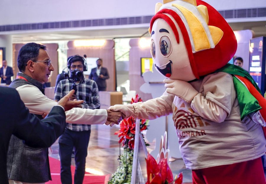 Minister of State Jitin Prasada during the launch of the new Aadhaar App on the occasion of UIDAI Day at the Dr. Ambedkar International Centre, in New Delhi on January 28, 2026. (IANS File Photo)