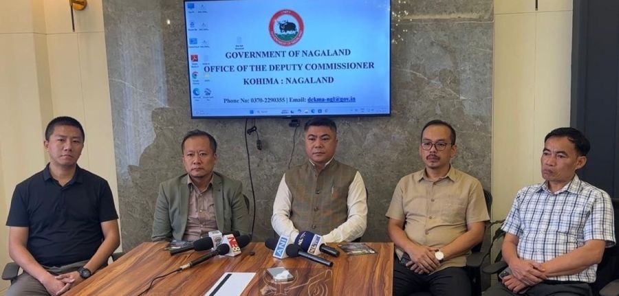 DC Kohima and other officials during the press briefing at the DC Office, Kohima on August 11. (DIPR Photo)