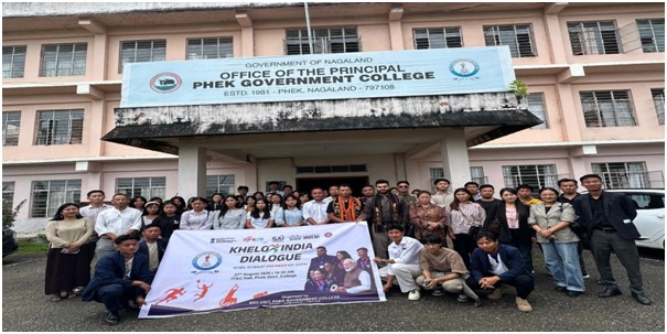 Officials along with the participants during the National Sports Day 2026 at Phek Government College on August 27.