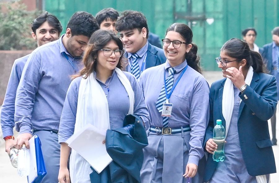 Students come out after appearing for the Class XII Physical Education board examination conducted by the Central Board of Secondary Education (CBSE) at an examination centre in New Delhi, on February 18, 2026. (IANS/Deepak Kumar File Photo)