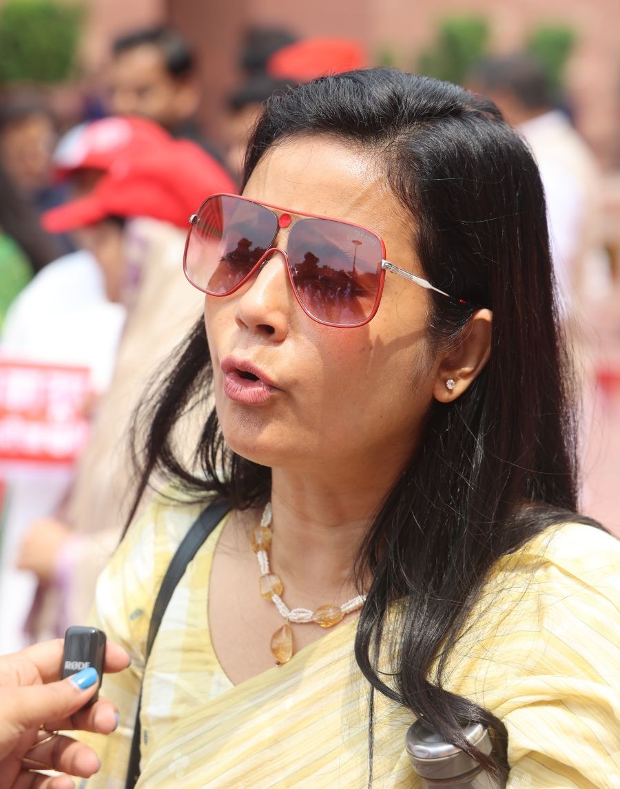 All India Trinamool Congress (AITC) MP Mahua Moitra at the Parliament House complex during the Monsoon Session in New Delhi on August 10, 2026. (IANS/Prem Nath Pandey Photo)