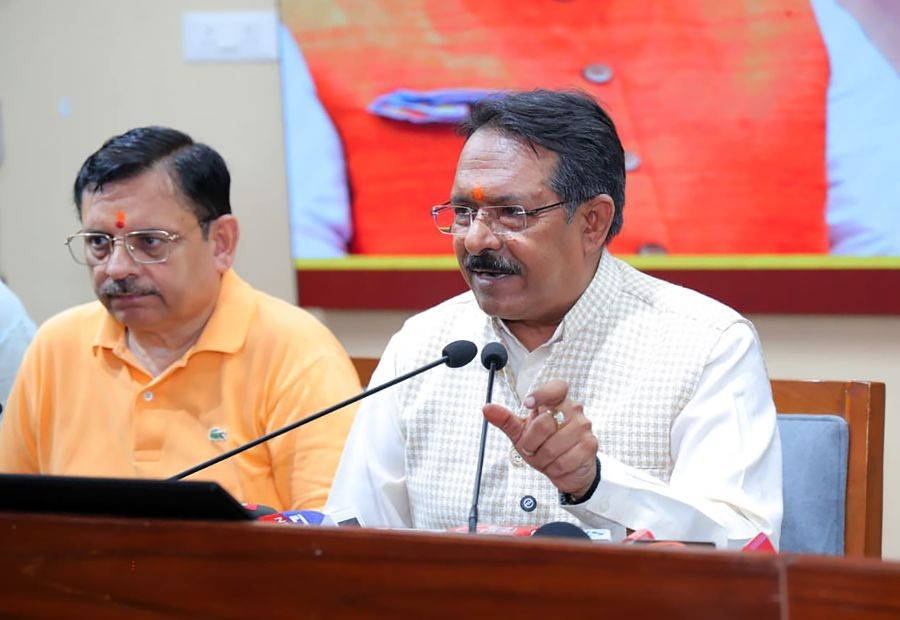 Delhi BJP president Harsh Malhotra addresses a press conference in New Delhi, on August 11, 2026. (IANS Photo)