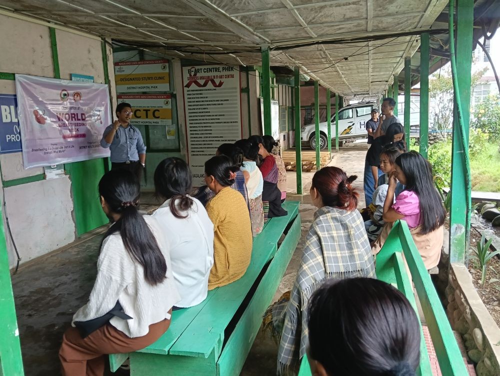 Paediatrician Dr Keduoneilhou Mere addresses antenatal and lactating mothers during a breastfeeding awareness programme at District Hospital, Phek.