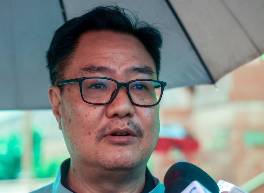 Union Minister Kiren Rijiju speaks to the media at the Parliament House complex during the Monsoon Session in New Delhi on August 07, 2026. (IANS Photo)