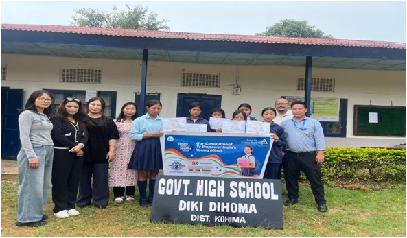 Canara Bank officials along with the students of Government High School, Diki, Dihoma, Kohima on August 28.