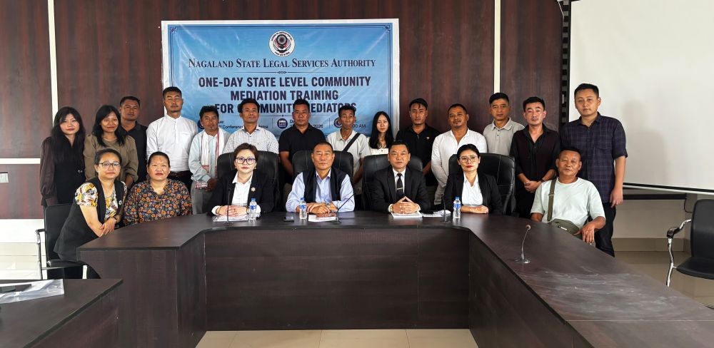 NSLSA officials pose for a photo during the state-level community mediation training for community mediators held at the DPDB Conference Hall in Kohima on August 13.