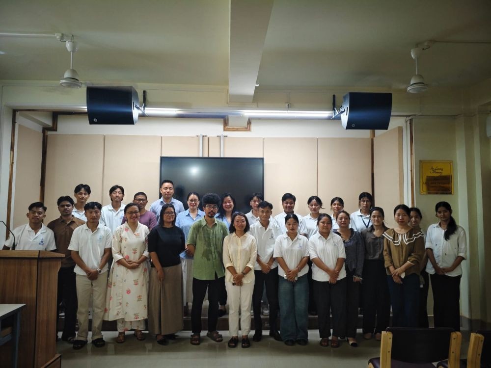 Resource person Dr. Yaoripam Makang with faculty members and students of the Political Science Program, North East Christian University (NECU), Dimapur on August 21.