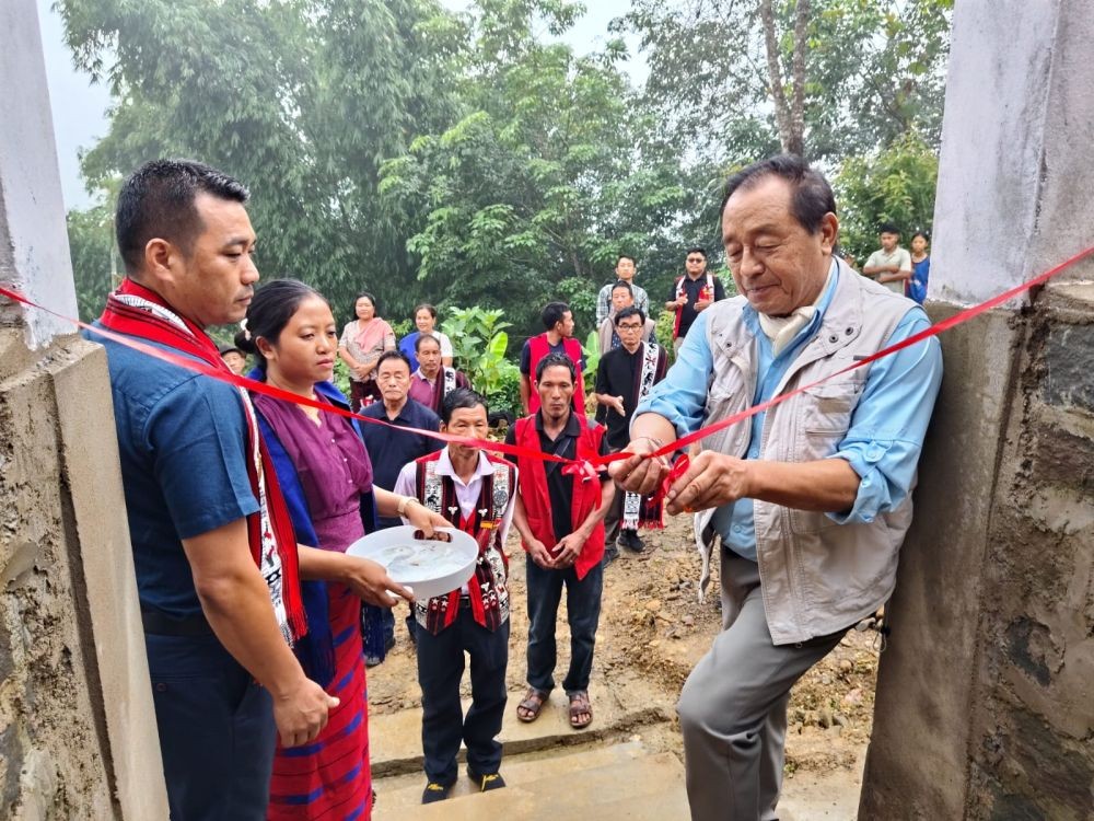 MLA and Advisor to the Chief Minister TN Mannen inaugurating the new Panchayat Hall at Khanimu village in Mokokchung district on August 8.