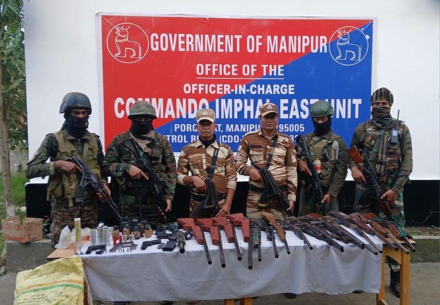 Manipur: Security forces arrest 13 militants; recover large cache of arms, ammunition .(Photo source: Manipur Police)