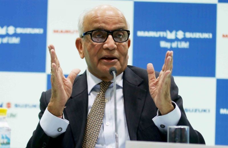 Maruti Suzuki chairman RC Bhargava addresses a press conference in New Delhi, on Dec 17, 2015. (IANS File Photo)