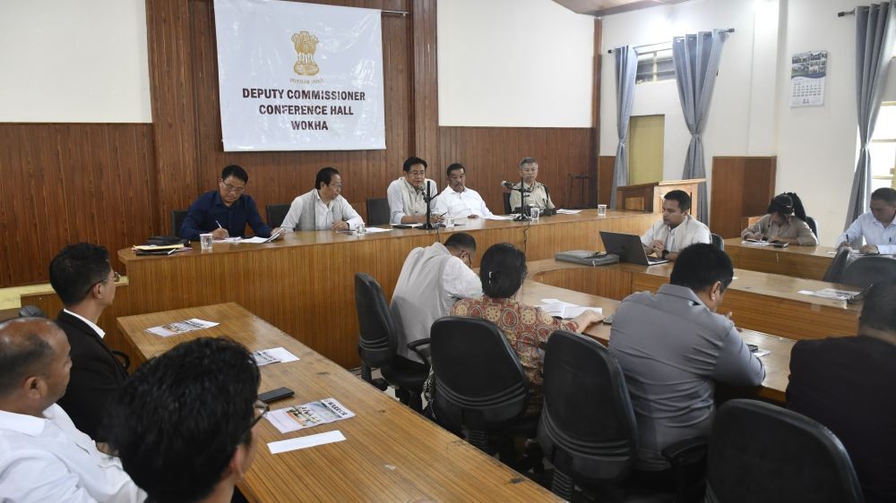 Advisor and DPDB Chairman Mhathung Yanthan and MLA Mhonbemo Humtsoe during the DPDB meeting held at DC Conference Hall, Wokha on August 11. (DIPR Photo)
