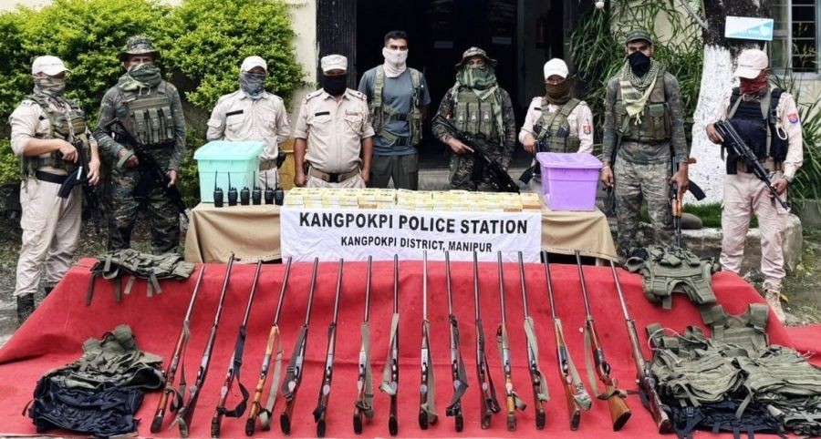 13 militants arrested in Manipur, large cache of arms and ammunition recovered (Photo courtesy Manipur Police)