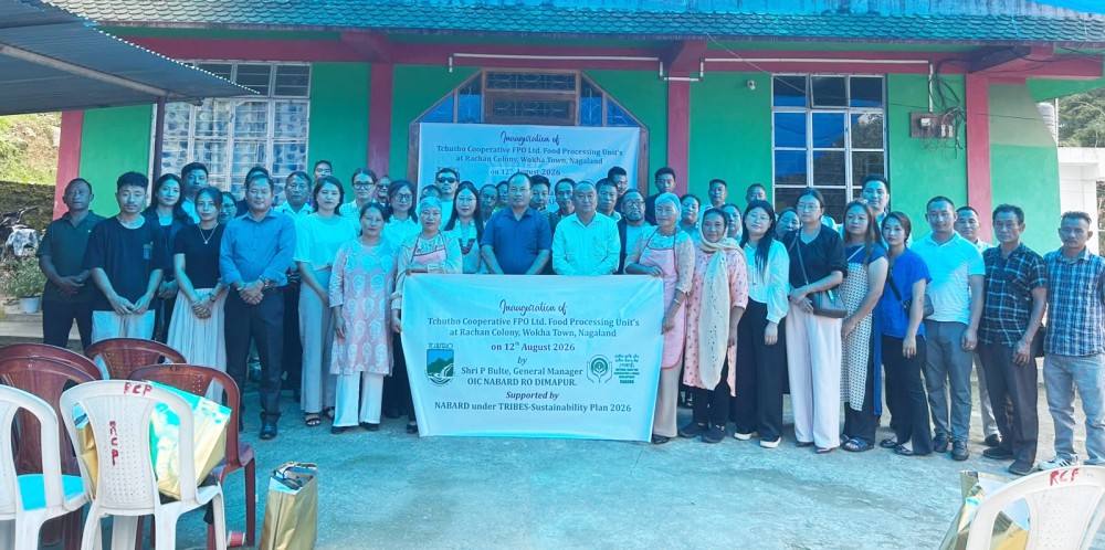 Officials along with the participants during the inauguration of a food processing unit at Rachan Colony, Wokha Town on August 13.