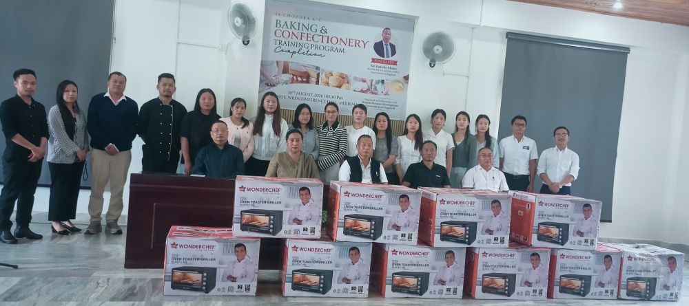 Kudecho Khamo, Vilone Sakhrie along with other officials and trainees during the culmination programme of the 18 Chozuba A/C Baking and Confectionery Training Programme on August 28.