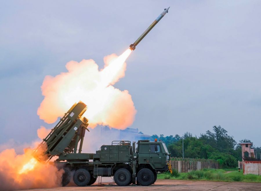 The Defence Research and Development Organisation (DRDO) successfully conducts a user trial of the Pinaka Long Range Guided Rocket (LRGR) for a user-defined minimum range of 60 km at the Integrated Test Range (ITR), Chandipur, in Balasore district of Odisha on July 8, 2026. (IANS/PIB File Photo)