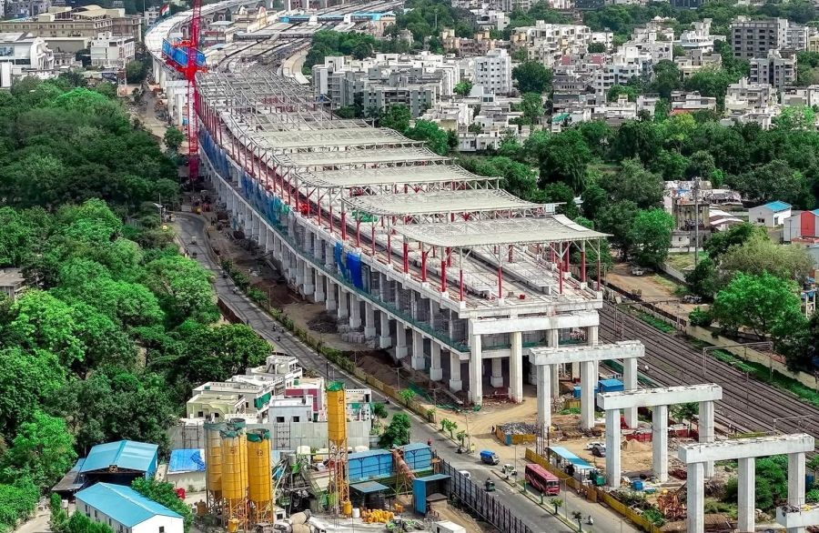 The Ministry of Railways releases images showing construction progress at the Bullet Train Station in Vadodara. (Photo: IANS/X/@RailMinIndia)