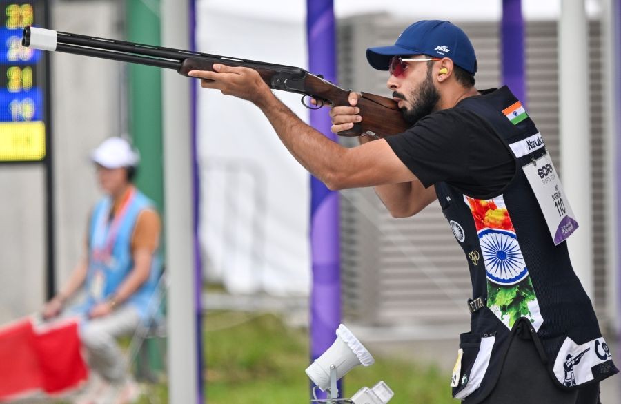 India's Anantjeet Singh Naruka competes in the men’s skeet individual qualification shooting event at the Asian Games 2026 in Aichi, Japan, on September 21, 2026. (Photo: IANS/Biplab Banerjee)