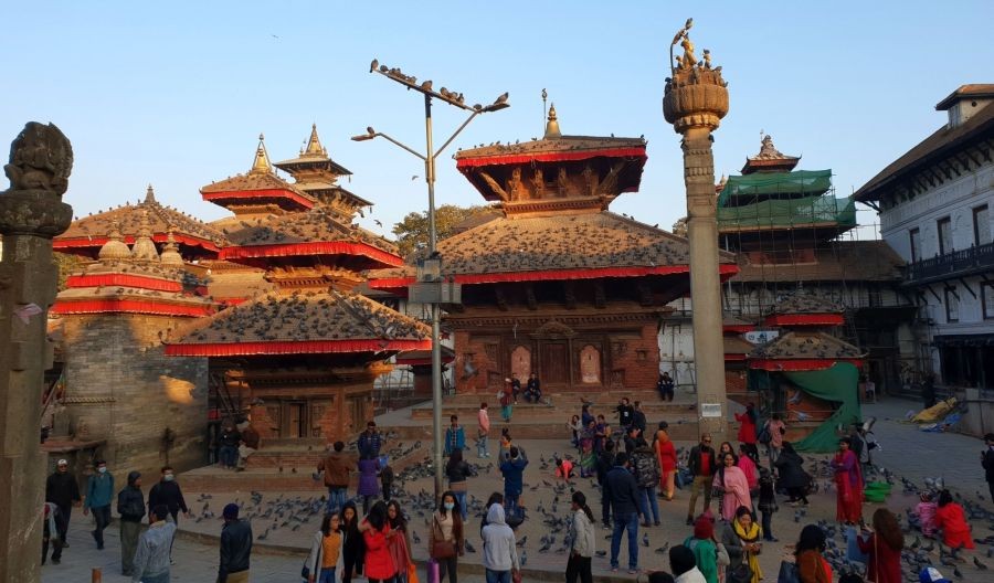 Tourists visit the Hanumandhoka Durbar Square, a UNESCO heritage site in Kathmandu, Nepal. (IANS File Photo)