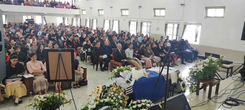 A view of the gathering during the funeral service of Rev Beilieü Shüya at Ura Academy Hall in Kohima on September 19. (Morung Photo)