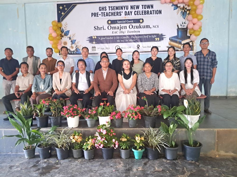 Omajen Ozukum with others during pre- teachers day celebration at Tseminyu on September 3.