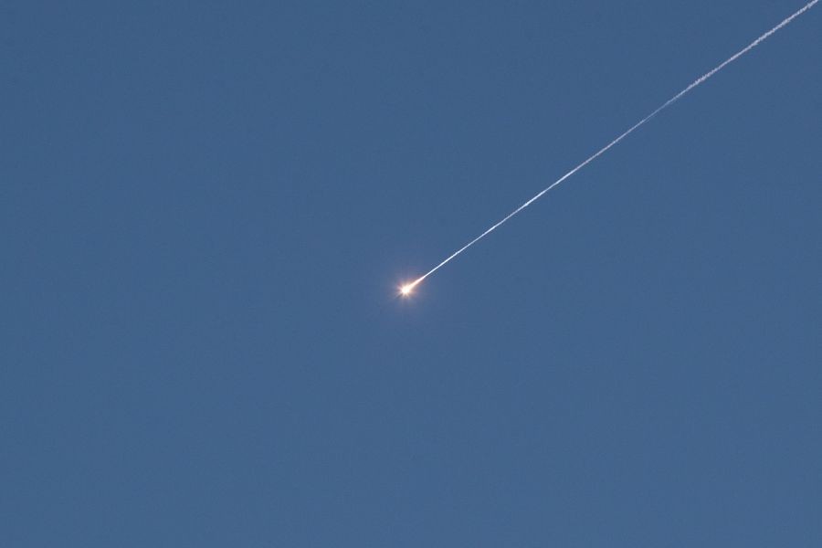 Missile debris falls after Israeli air defense systems launched interceptor missiles over Jerusalem on March 17, 2026. (Xinhua via IANS File Photo)