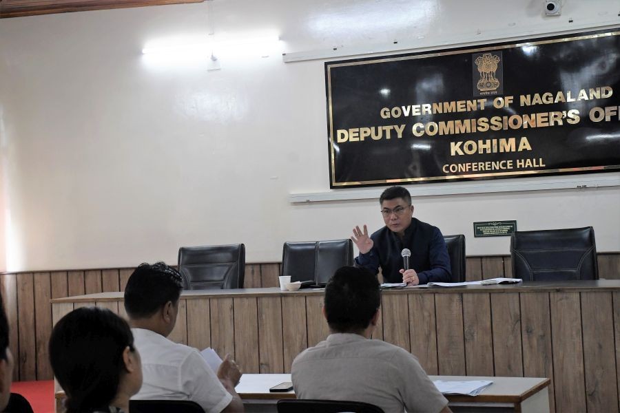 Deputy Commissioner Kohima B Henok Buchem chairing the District Level Core Committee meeting on the Village Prosperity Resilience Plan at the DC Conference Hall, Kohima, on September 17. (DIPR Photo)
