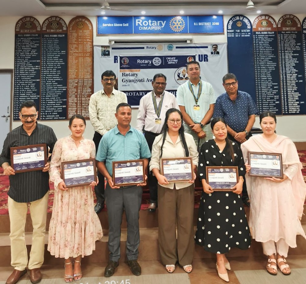 Recipients of the Rotary Gyan Jyoti Awards 2026 at Rotary Centre, Dimapur on September 10.