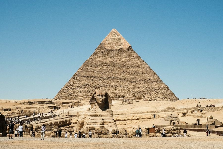 This photo taken on April 9, 2026 shows the Giza Pyramids scenic spot in Giza, Egypt. The Giza Pyramids located southwest of Cairo, capital of Egypt, are one of the most representative sites of ancient Egyptian civilization. The complex includes the three pyramids known as the Great Pyramids, the massive sculpture known as the Great Sphinx, and several ancient cemeteries and smaller pyramids. The pyramids are part of a UNESCO World Heritage Site inscribed in 1979. (Xinhua via IANS)