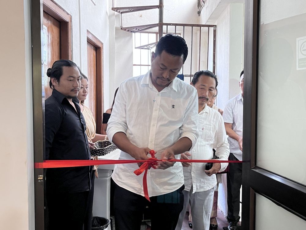 Wokha Town Council Chairman W Myingthungo Kikon, cutting the ribbon to mark the opening of the club.