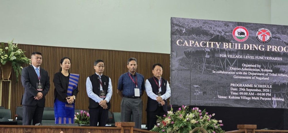 Chief Secretary Sentiyanger Imchen with DGP Rupin Sharma and others during the Capacity Building Programme for Village Level Functionaries in Kohima on September 29. (Morung Photo)