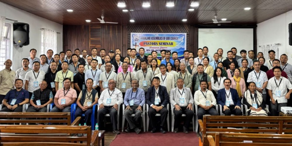 Rev. Dr. Jacob Cherian with others during a pastors seminar in Kohima.