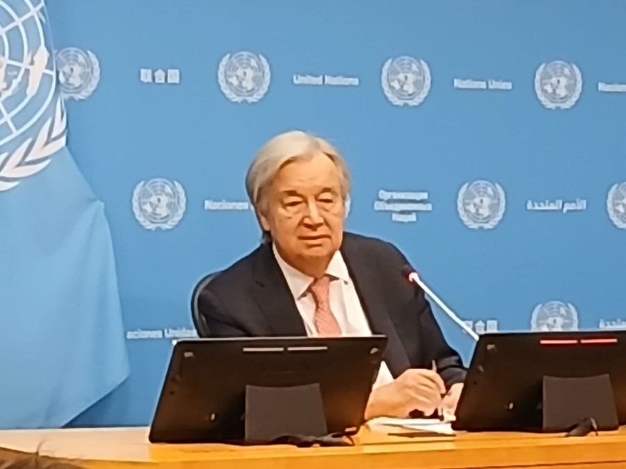 United Nations Secretary-General Antonio Guterres addresses a news conference at the UN September 16, 2026. (Photo: IANS)
